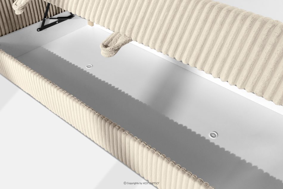 LILIUM PRO Boxspringbett mit LED-Nachttischen Doppelzimmer mittelhart 180 cm Doppelmatratze + HR-Topper Cordstoff beige beige - Foto 13