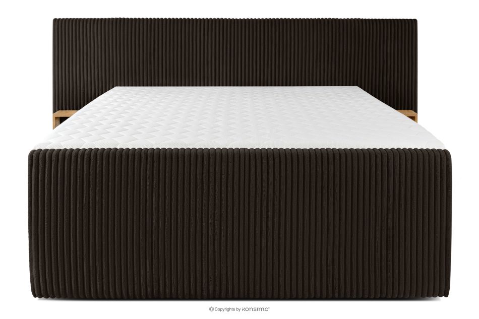 LILIUM PRO Boxspringbett mit LED-Nachttischen Doppelzimmer mittelhart 180 cm Doppelmatratze + HR-Topper Cordstoff in Dunkelbraun dunkelbraun - Foto 5