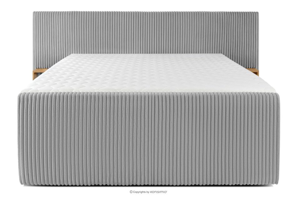 LILIUM PRO Boxspringbett mit LED-Nachttischen Doppelzimmer mittelhart 180 cm Doppelmatratze + Visco-Topper Cordstoff hellgrau hellgrau - Foto 5