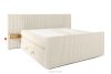 LILIUM PRO Boxspringbett mit LED-Nachttischen Doppelzimmer mittelhart 180 cm Doppelmatratze + Visco-Topper Cordstoff weiß/ecru weiß/ecru - Foto 4