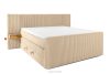 LILIUM PRO Boxspringbett mit LED-Nachttischen Doppelzimmer mittelhart 180 cm Doppelmatratze + Visco-Topper Cordstoff sandfarben sandfarben - Foto 1
