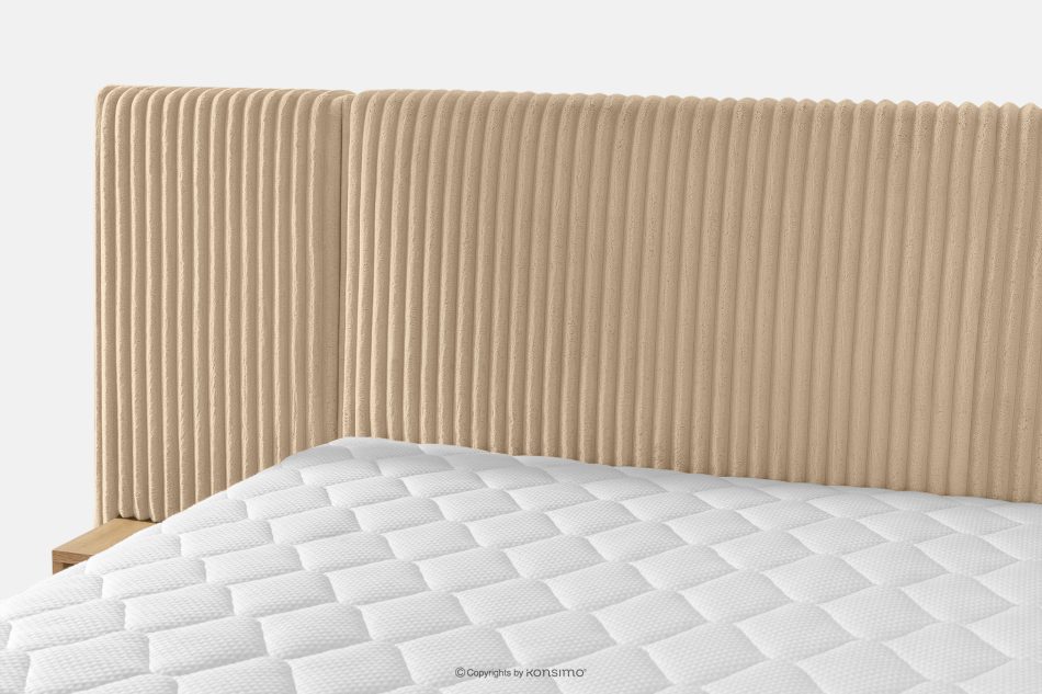 LILIUM PRO Boxspringbett mit LED-Nachttischen Doppelzimmer mittelhart 180 cm Doppelmatratze + Visco-Topper Cordstoff sandfarben sandfarben - Foto 10