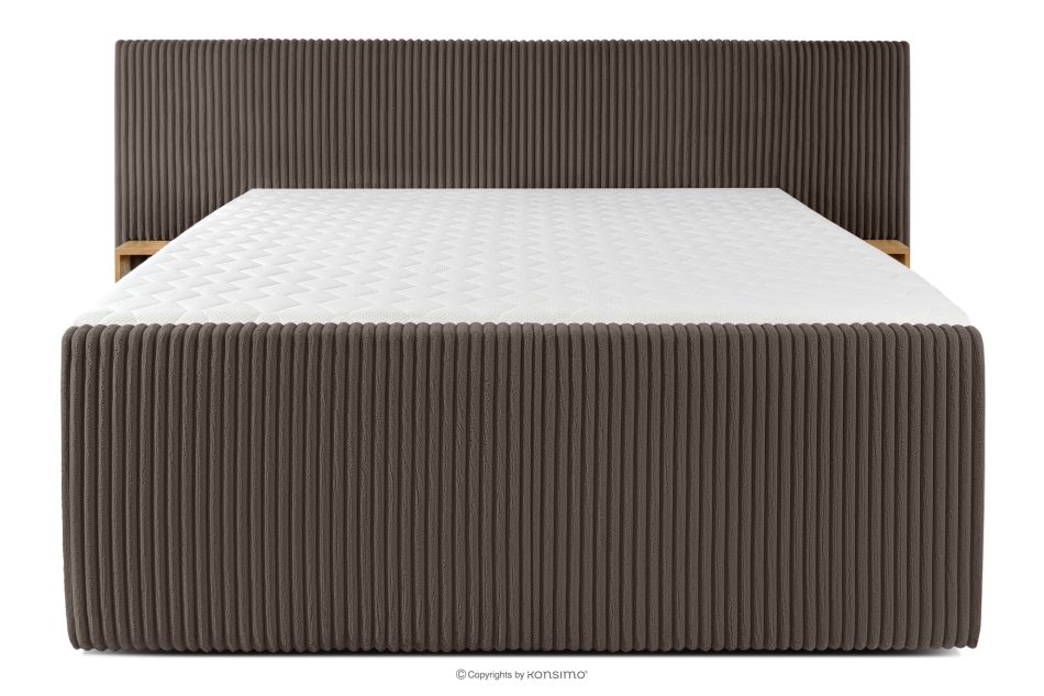 LILIUM PRO Boxspringbett mit LED-Nachttischen Doppelzimmer mittelhart 180 cm Doppelmatratze + Visco-Topper Cordstoff braun braun - Foto 5