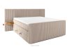LILIUM PRO Boxspringbett mit LED-Nachttischen Doppelzimmer mittelhart 180 cm Doppelmatratze + Visco-Topper Cordstoff taupe taupe - Foto 1