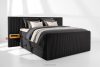 LILIUM PRO Boxspringbett mit LED-Nachttischen Doppelzimmer hart 180 cm Doppelmatratze + HR-Topper Cordstoff schwarz schwarz - Foto 2