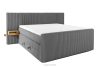 Boxspringbett mit LED-Nachttischen Doppelzimmer hart 180 cm Doppelmatratze + HR-Topper Cordstoff grau