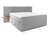 Boxspringbett mit LED-Nachttischen Doppelzimmer hart 180 cm Doppelmatratze + HR-Topper aus hellgrauem Cordstoff
