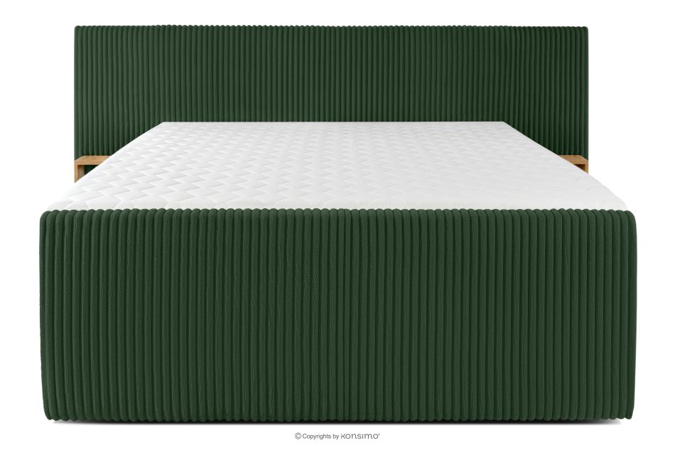 LILIUM PRO Boxspringbett mit LED-Nachttischen Doppelzimmer hart 180 cm Doppelmatratze + HR-Topper aus dunkelgrünem Cordstoff dunkelgrün - Foto 5