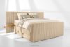 LILIUM PRO Boxspringbett mit LED-Nachttischen Doppelzimmer hart 180 cm Doppelmatratze + HR-Topper Cordstoff sandfarben sandfarben - Foto 2
