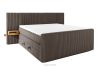 LILIUM PRO Boxspringbett mit LED-Nachttischen Doppelzimmer hart 180 cm Doppelmatratze + HR-Topper Cordstoff braun braun - Foto 1