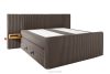 LILIUM PRO Boxspringbett mit LED-Nachttischen Doppelzimmer hart 180 cm Doppelmatratze + HR-Topper Cordstoff braun braun - Foto 4