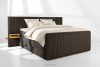LILIUM PRO Boxspringbett mit LED-Nachttischen Doppelzimmer hart 180 cm Doppelmatratze + HR-Topper aus dunkelbraunem Cordstoff dunkelbraun - Foto 2
