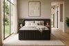 LILIUM PRO Boxspringbett mit LED-Nachttischen Doppelzimmer hart 180 cm Doppelmatratze + HR-Topper aus dunkelbraunem Cordstoff dunkelbraun - Foto 24