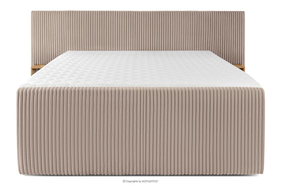 LILIUM PRO Boxspringbett mit LED-Nachttischen Doppelzimmer hart 180 cm Doppelmatratze + HR-Topper Cordstoff taupe taupe - Foto 5