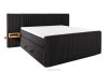 LILIUM PRO Boxspringbett mit LED-Nachttischen Doppelzimmer hart 180 cm Doppelmatratze + Visco-Topper Cordstoff schwarz schwarz - Foto 1