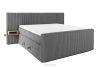 LILIUM PRO Boxspringbett mit LED-Nachttischen Doppelzimmer hart 180 cm Doppelmatratze + Visco-Topper Cordstoff grau grau - Foto 3