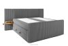 LILIUM PRO Boxspringbett mit LED-Nachttischen Doppelzimmer hart 180 cm Doppelmatratze + Visco-Topper Cordstoff grau grau - Foto 4
