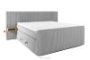 LILIUM PRO Boxspringbett mit LED-Nachttischen Doppelzimmer hart 180 cm Doppelmatratze + Visco-Topper Cordstoff hellgrau hellgrau - Foto 3