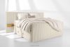 LILIUM PRO Boxspringbett mit LED-Nachttischen Doppelzimmer hart 180 cm Doppelmatratze + Visco-Topper Cordstoff weiß/ecru weiß/ecru - Foto 2