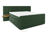 Boxspringbett mit LED-Nachttischen Doppelzimmer hart 180 cm Doppelmatratze + Visco-Topper Cordstoff dunkelgrün