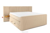 Boxspringbett mit LED-Nachttischen Doppelzimmer hart 180 cm Doppelmatratze + Visco-Topper Cordstoff sandfarben