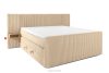LILIUM PRO Boxspringbett mit LED-Nachttischen Doppelzimmer hart 180 cm Doppelmatratze + Visco-Topper Cordstoff sandfarben sandfarben - Foto 3