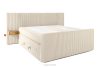 LILIUM PRO Boxspringbett mit LED-Nachttischen Doppelzimmer hart 180 cm Doppelmatratze + Visco-Topper Cordstoff beige beige - Foto 4
