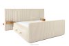 LILIUM PRO Boxspringbett mit LED-Nachttischen Doppelzimmer hart 180 cm Doppelmatratze + Visco-Topper Cordstoff beige beige - Foto 5