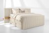 LILIUM PRO Boxspringbett mit LED-Nachttischen Doppelzimmer hart 180 cm Doppelmatratze + Visco-Topper Cordstoff beige beige - Foto 2