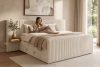 LILIUM PRO Boxspringbett mit LED-Nachttischen Doppelzimmer hart 180 cm Doppelmatratze + Visco-Topper Cordstoff beige beige - Foto 23