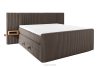 LILIUM PRO Boxspringbett mit LED-Nachttischen Doppelzimmer hart 180 cm Doppelmatratze + Visco-Topper Cordstoff braun braun - Foto 3