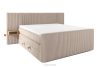 LILIUM PRO Boxspringbett mit LED-Nachttischen Doppelzimmer hart 180 cm Doppelmatratze + Visco-Topper Cordstoff taupe taupe - Foto 3