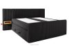 LILIUM PRO Boxspringbett mit LED-Nachttischen Doppelzimmer mittelhart 200 cm Doppelmatratze + HR-Topper Cordstoff schwarz schwarz - Foto 4