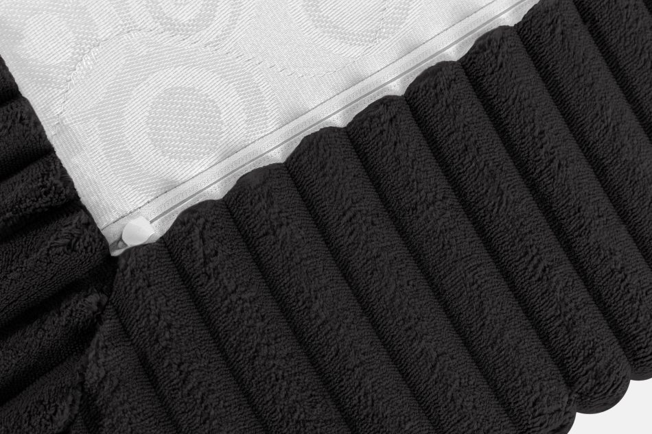LILIUM PRO Boxspringbett mit LED-Nachttischen Doppelzimmer mittelhart 200 cm Doppelmatratze + HR-Topper Cordstoff schwarz schwarz - Foto 12