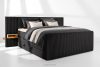 LILIUM PRO Boxspringbett mit LED-Nachttischen Doppelzimmer mittelhart 200 cm Doppelmatratze + HR-Topper Cordstoff schwarz schwarz - Foto 2