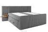 LILIUM PRO Boxspringbett mit LED-Nachttischen Doppelzimmer mittelhart 200 cm Doppelmatratze + HR-Topper Cordstoff grau grau - Foto 4