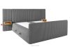 LILIUM PRO Boxspringbett mit LED-Nachttischen Doppelzimmer mittelhart 200 cm Doppelmatratze + HR-Topper Cordstoff grau grau - Foto 5