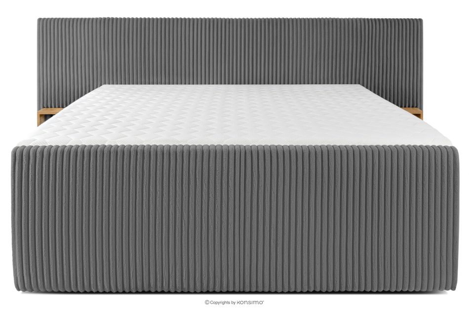 LILIUM PRO Boxspringbett mit LED-Nachttischen Doppelzimmer mittelhart 200 cm Doppelmatratze + HR-Topper Cordstoff grau grau - Foto 5