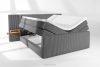 LILIUM PRO Boxspringbett mit LED-Nachttischen Doppelzimmer mittelhart 200 cm Doppelmatratze + HR-Topper Cordstoff grau grau - Foto 9