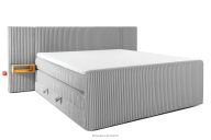 Boxspringbett mit LED-Nachttischen Doppelzimmer mittelhart 200 cm Doppelmatratze + HR-Topper Cordstoff hellgrau