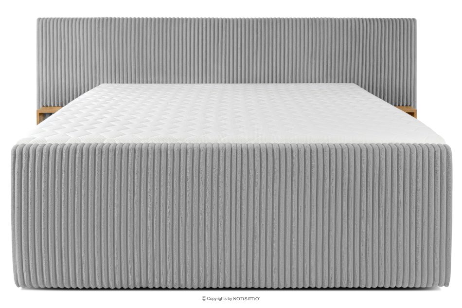 LILIUM PRO Boxspringbett mit LED-Nachttischen Doppelzimmer mittelhart 200 cm Doppelmatratze + HR-Topper Cordstoff hellgrau hellgrau - Foto 5