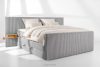 LILIUM PRO Boxspringbett mit LED-Nachttischen Doppelzimmer mittelhart 200 cm Doppelmatratze + HR-Topper Cordstoff hellgrau hellgrau - Foto 2