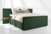 LILIUM PRO Boxspringbett mit LED-Nachttischen Doppelzimmer mittelhart 200 cm Doppelmatratze + HR-Topper Cordstoff dunkelgrün dunkelgrün - Foto 2