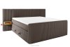 LILIUM PRO Boxspringbett mit LED-Nachttischen Doppelzimmer mittelhart 200 cm Doppelmatratze + HR-Topper Cordstoff in Braun braun - Foto 1