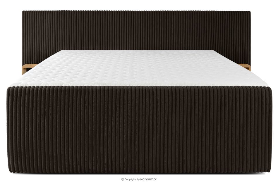 LILIUM PRO Boxspringbett mit LED-Nachttischen Doppelzimmer mittelhart 200 cm Doppelmatratze + HR-Topper Cordstoff in Dunkelbraun dunkelbraun - Foto 5