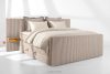 LILIUM PRO Boxspringbett mit LED-Nachttischen Doppelzimmer mittelhart 200 cm Doppelmatratze + HR-Topper Cordstoff in Taupe taupe - Foto 2