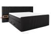 LILIUM PRO Boxspringbett mit LED-Nachttischen Doppelzimmer mittelhart 200 cm Doppelmatratze + Visco-Topper Cordstoff schwarz schwarz - Foto 3
