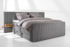 LILIUM PRO Boxspringbett mit LED-Nachttischen Doppelzimmer mittelhart 200 cm Doppelmatratze + Visco-Topper Cordstoff grau grau - Foto 2