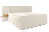 LILIUM PRO Boxspringbett mit LED-Nachttischen Doppelzimmer mittelhart 200 cm Doppelmatratze + Visco-Topper Cordstoff weiß/ecru weiß/ecru - Foto 4