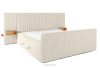 LILIUM PRO Boxspringbett mit LED-Nachttischen Doppelzimmer mittelhart 200 cm Doppelmatratze + Visco-Topper Cordstoff weiß/ecru weiß/ecru - Foto 5
